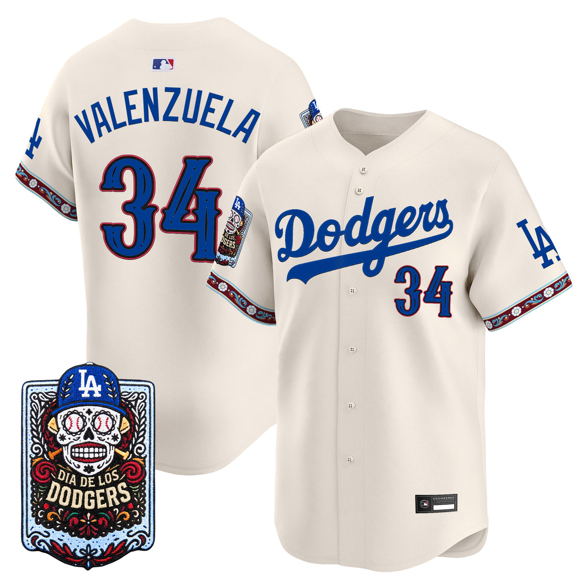Men's Los Angeles Dodgers Día de los Muertos Vapor Premier Limited Jersey - Stitched