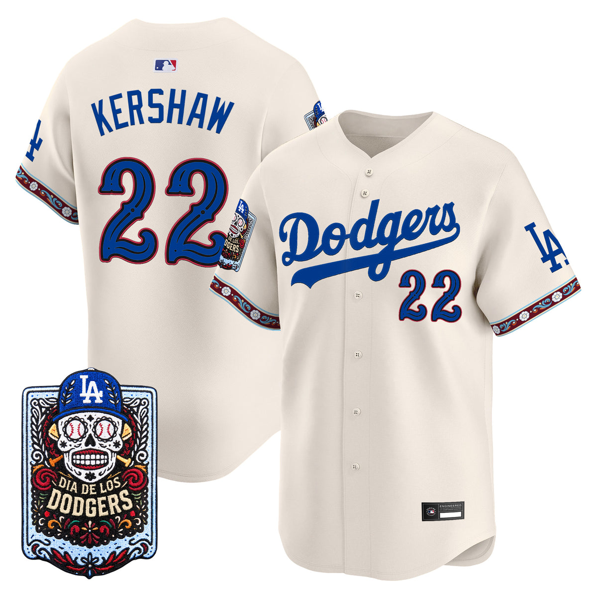 Men's Los Angeles Dodgers Día de los Muertos Vapor Premier Limited Jersey - Stitched