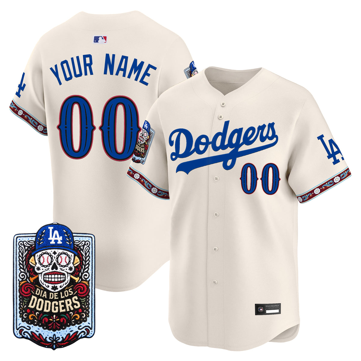 Los Angeles Dodgers Día de los Muertos Vapor Premier Limited Custom Jersey - Stitched