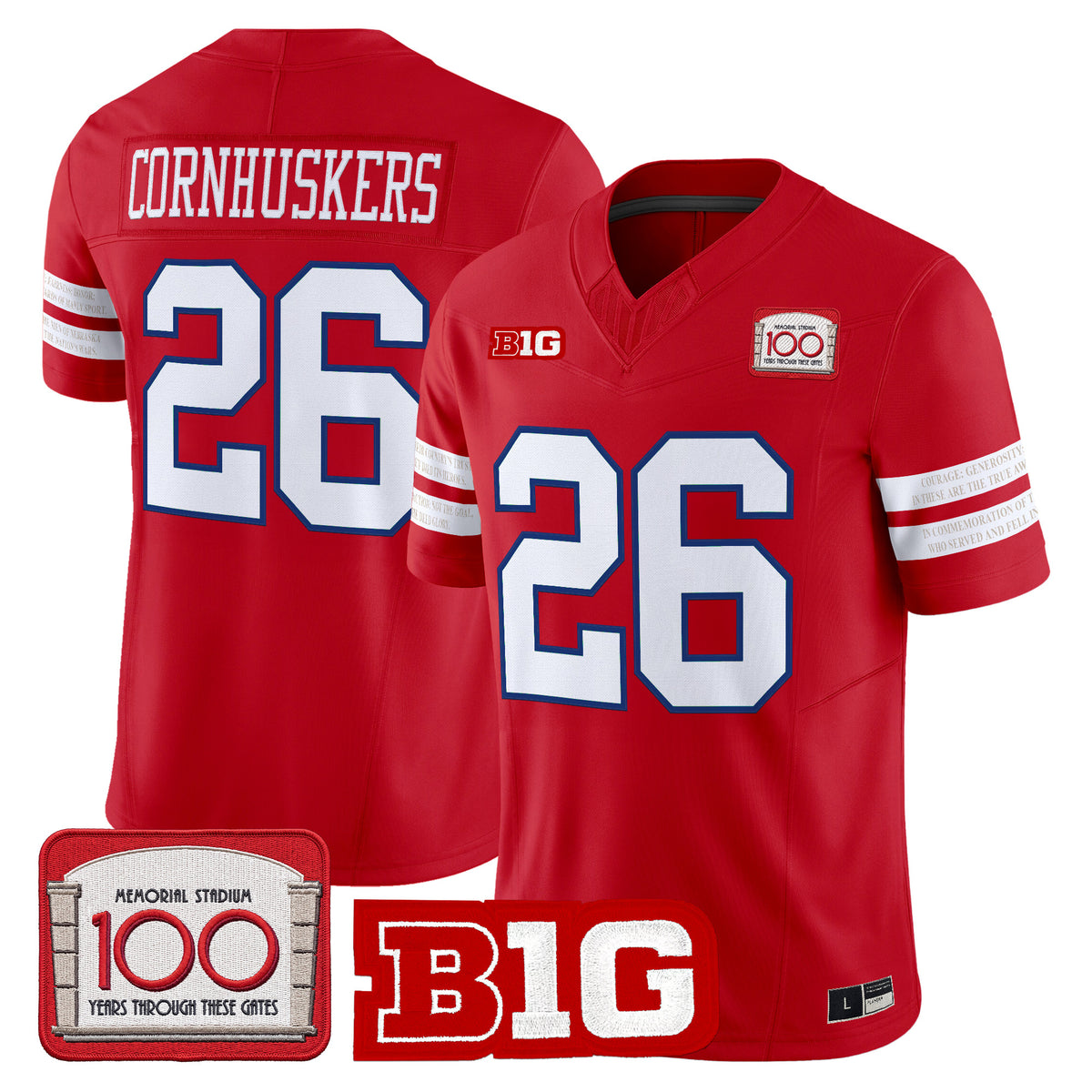 Nebraska Cornhuskers Memorial Stadium 100th Anniversary Vapor Limited Jersey - All Stitched