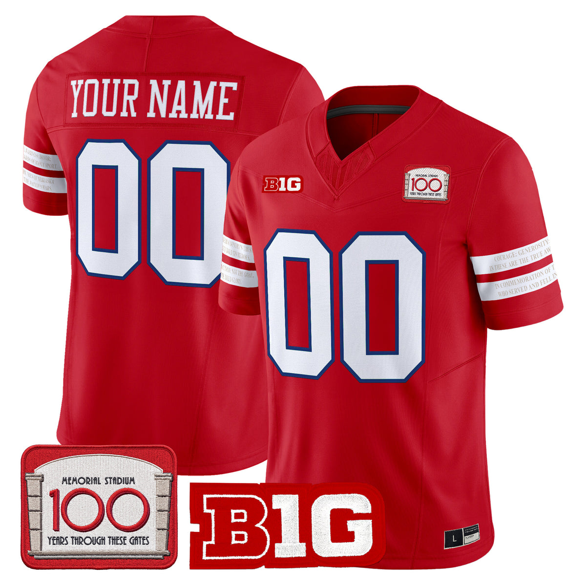 Nebraska Cornhuskers Memorial Stadium 100th Anniversary Vapor Limited Custom Jersey - All Stitched