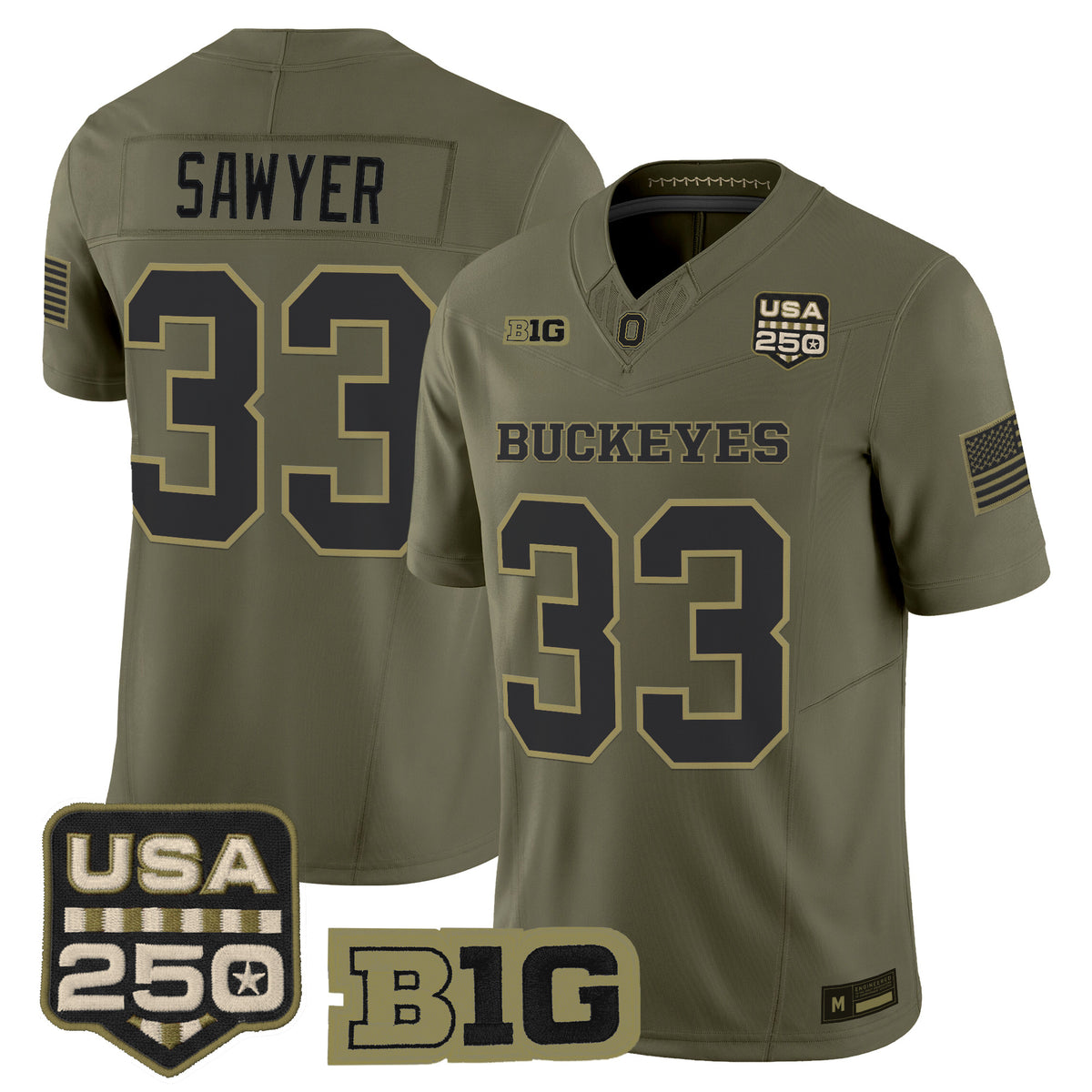 Men's Ohio State Buckeyes 2026 Salute to Service Vapor Limited Jersey - Stitched