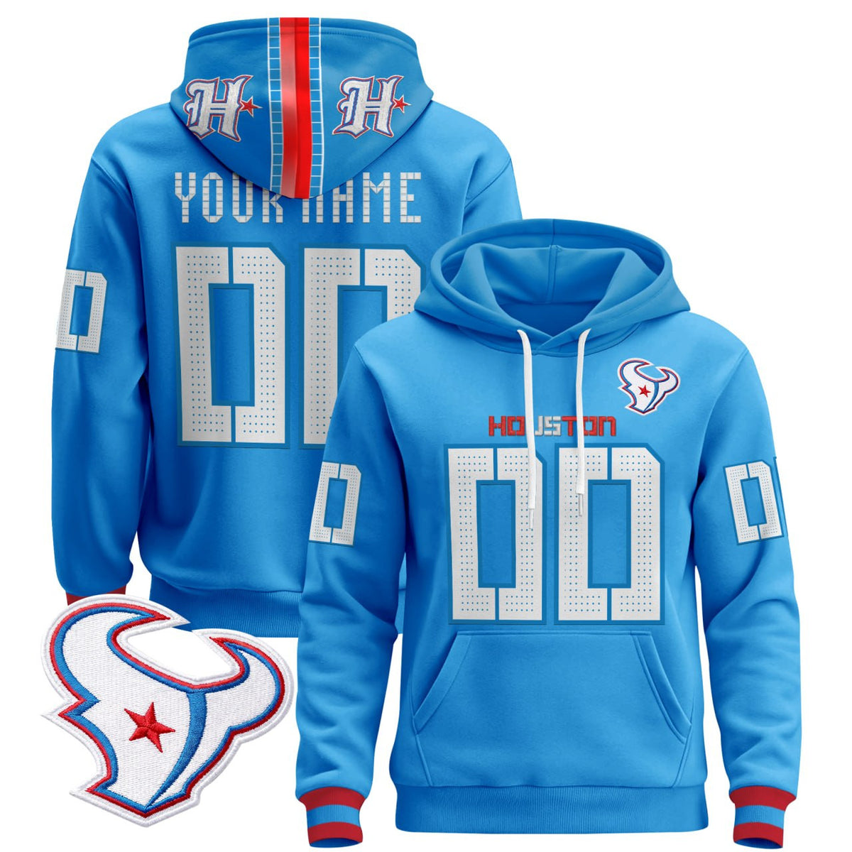 Houston Texans Rivalries Blue Pullover Custom Hoodie - All Stitched