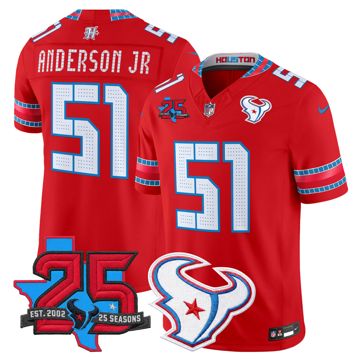 Men's Houston Texans 2026 "Rivalries" Vapor Limited Jersey - 25th Year Anniversary Patch - All Stitched