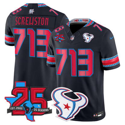 Men's Houston Texans 2026 "Rivalries" Vapor Limited Jersey - 25th Year Anniversary Patch - All Stitched