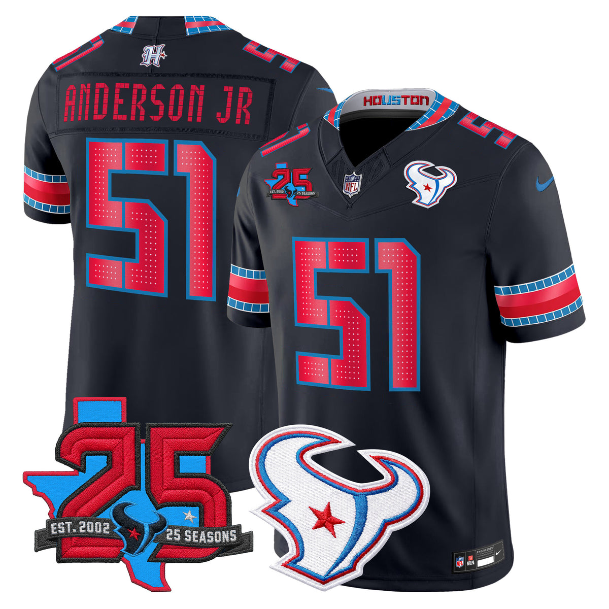 Men's Houston Texans 2026 "Rivalries" Vapor Limited Jersey - 25th Year Anniversary Patch - All Stitched