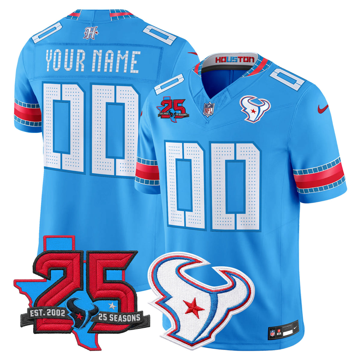Houston Texans 2026 "Rivalries" Vapor Limited Custom Jersey - 25th Year Anniversary Patch - All Stitched