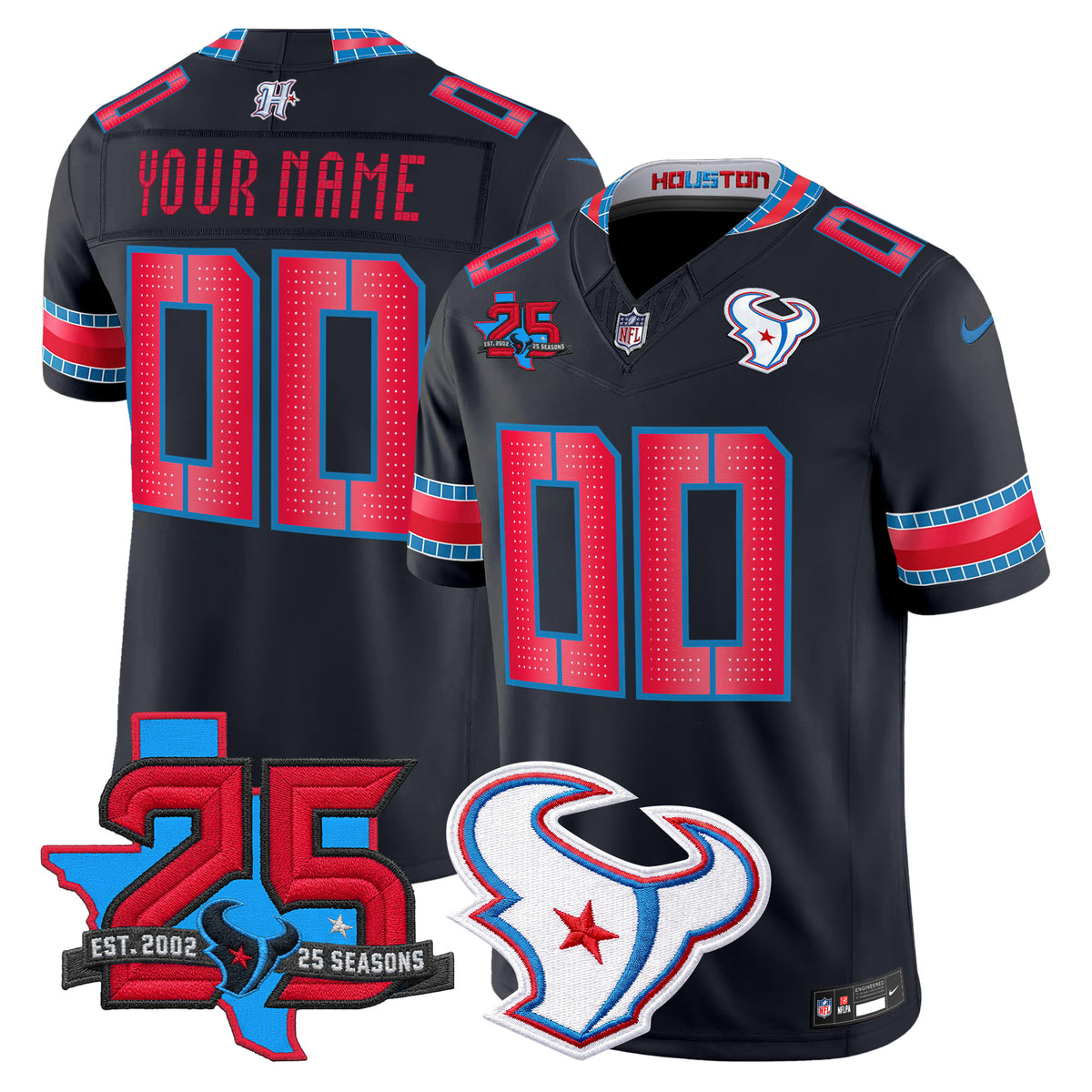 Houston Texans 2026 "Rivalries" Vapor Limited Custom Jersey - 25th Year Anniversary Patch - All Stitched