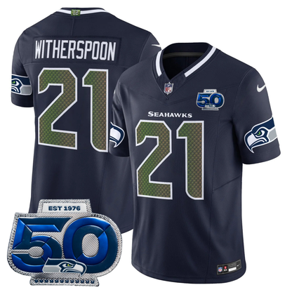 Seattle Seahawks 2025 "Rivalries" 50th Season Patch Vapor Limited Jersey - All Stitched