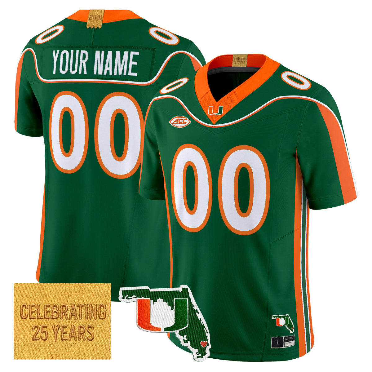 Miami Hurricanes 2001 Throwback Vapor Limited Custom Jersey - Florida Patch - Stitched
