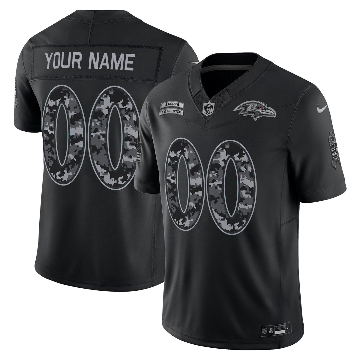 Baltimore Ravens 2026 Salute to Service Vapor Limited Custom Jersey - Stitched