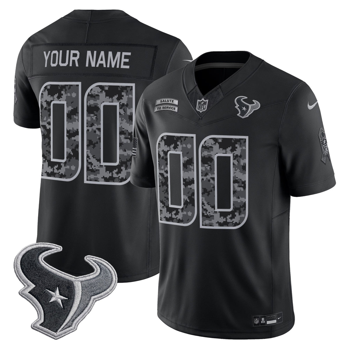 Houston Texans 2026 Salute to Service Vapor Limited Custom Jersey - Stitched