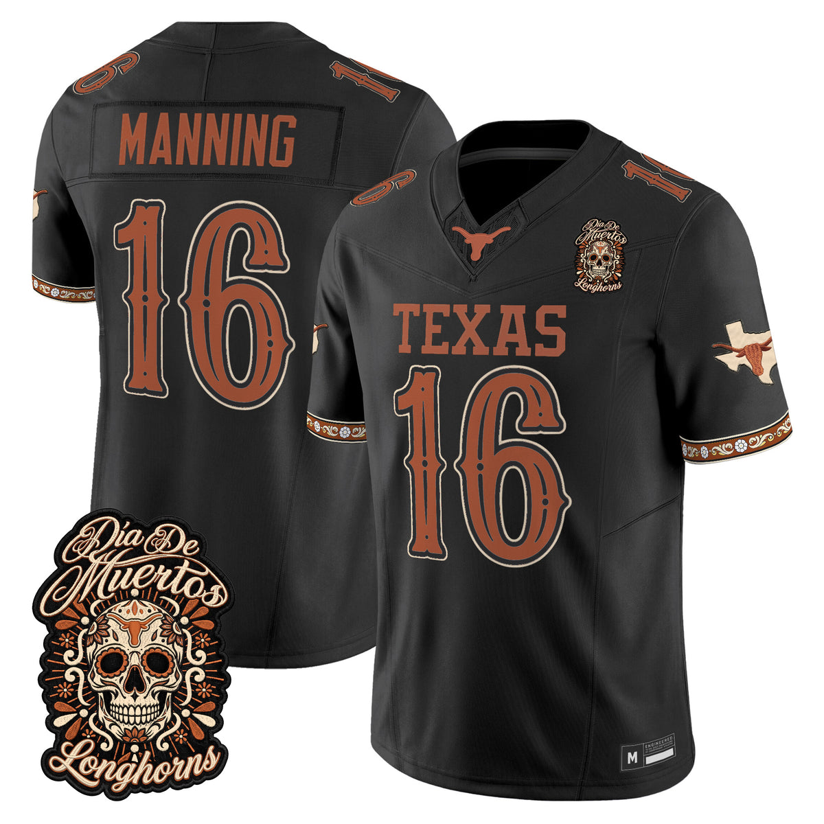 Texas Longhorns Día de los Muertos Vapor Limited Jersey - Stitched