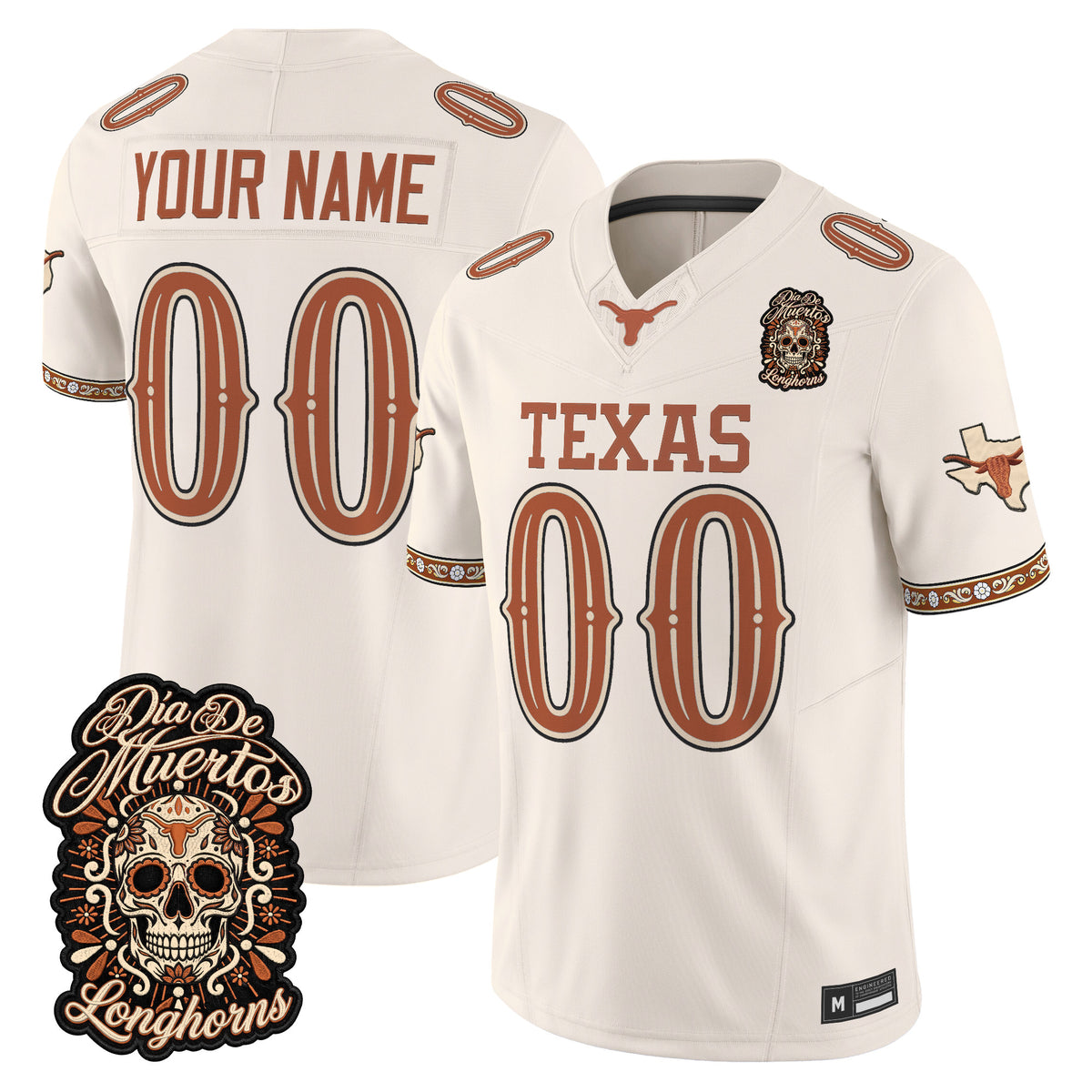Texas Longhorns Día de los Muertos Vapor Limited Custom Jersey - Stitched