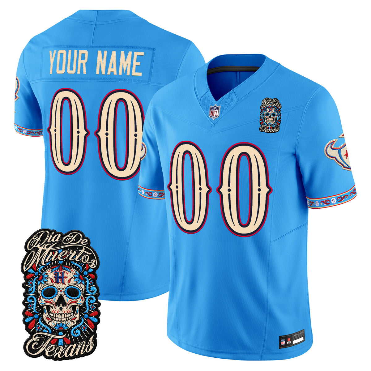Houston Texans Día de los Muertos Vapor Limited Custom Jersey - Stitched