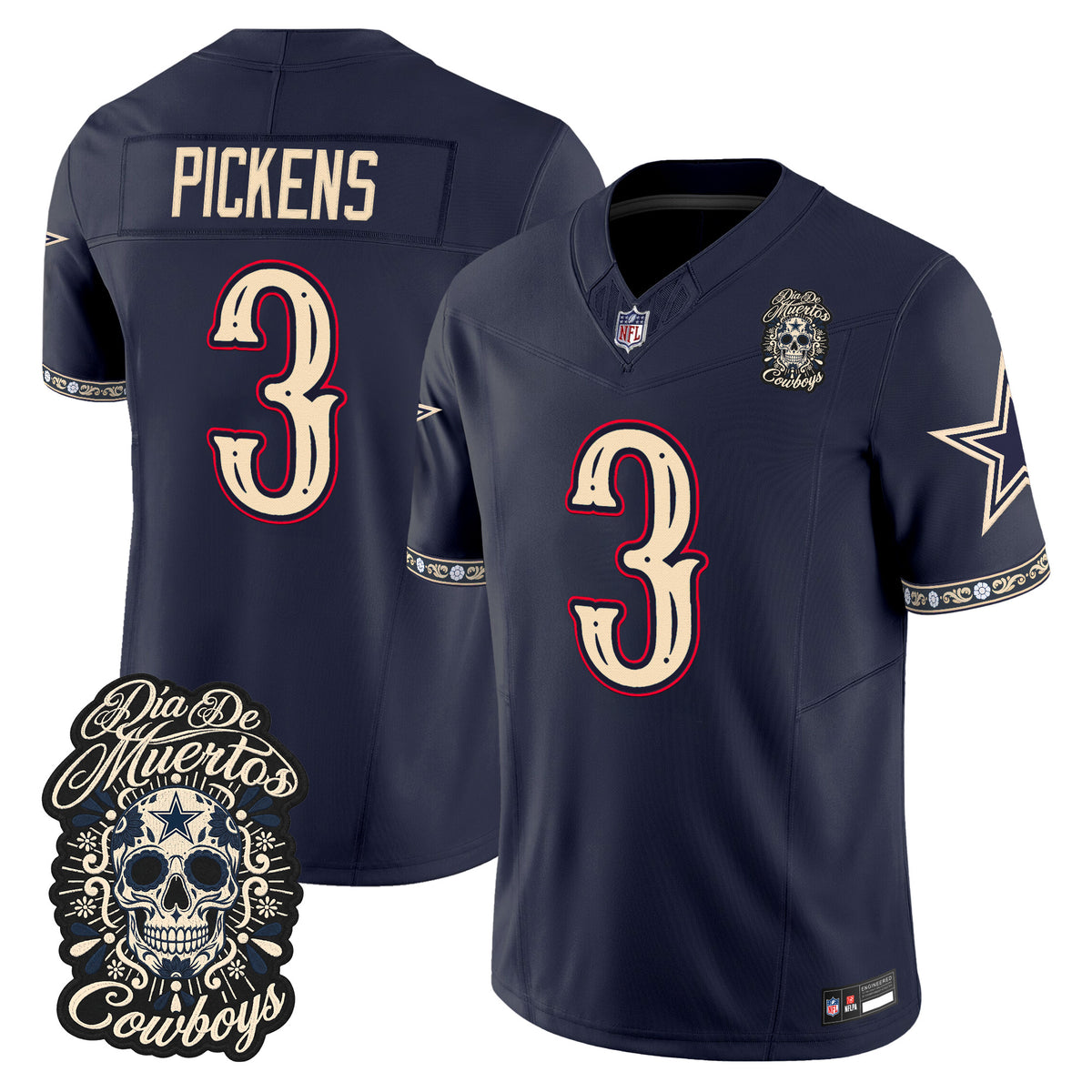 Dallas Cowboys Día de los Muertos Vapor Limited Jersey - Stitched