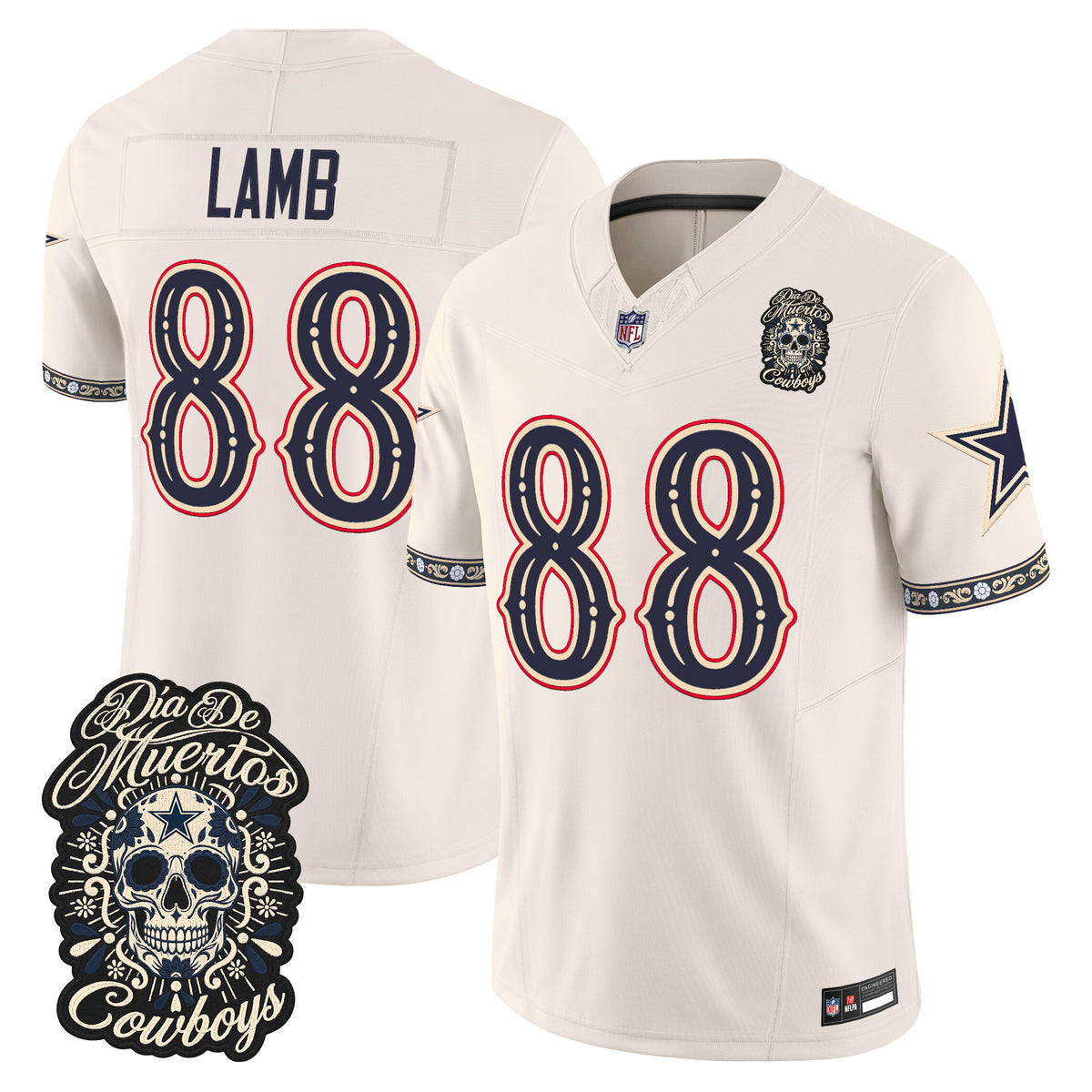  Dallas Cowboys Día de los Muertos Vapor Limited Jersey - Stitched