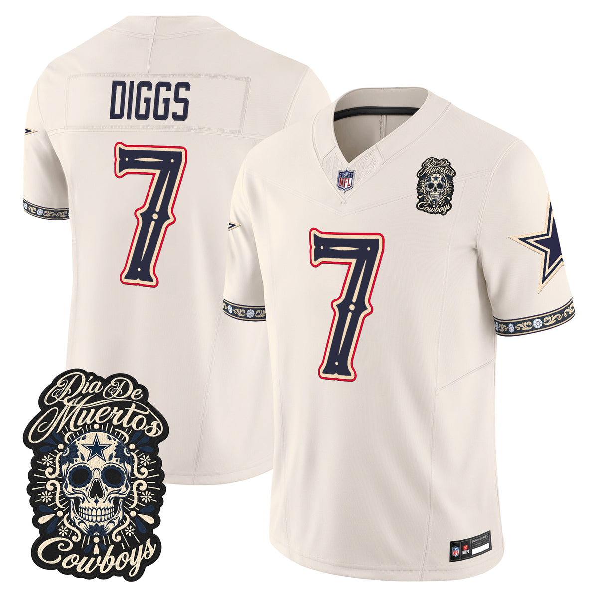  Dallas Cowboys Día de los Muertos Vapor Limited Jersey - Stitched