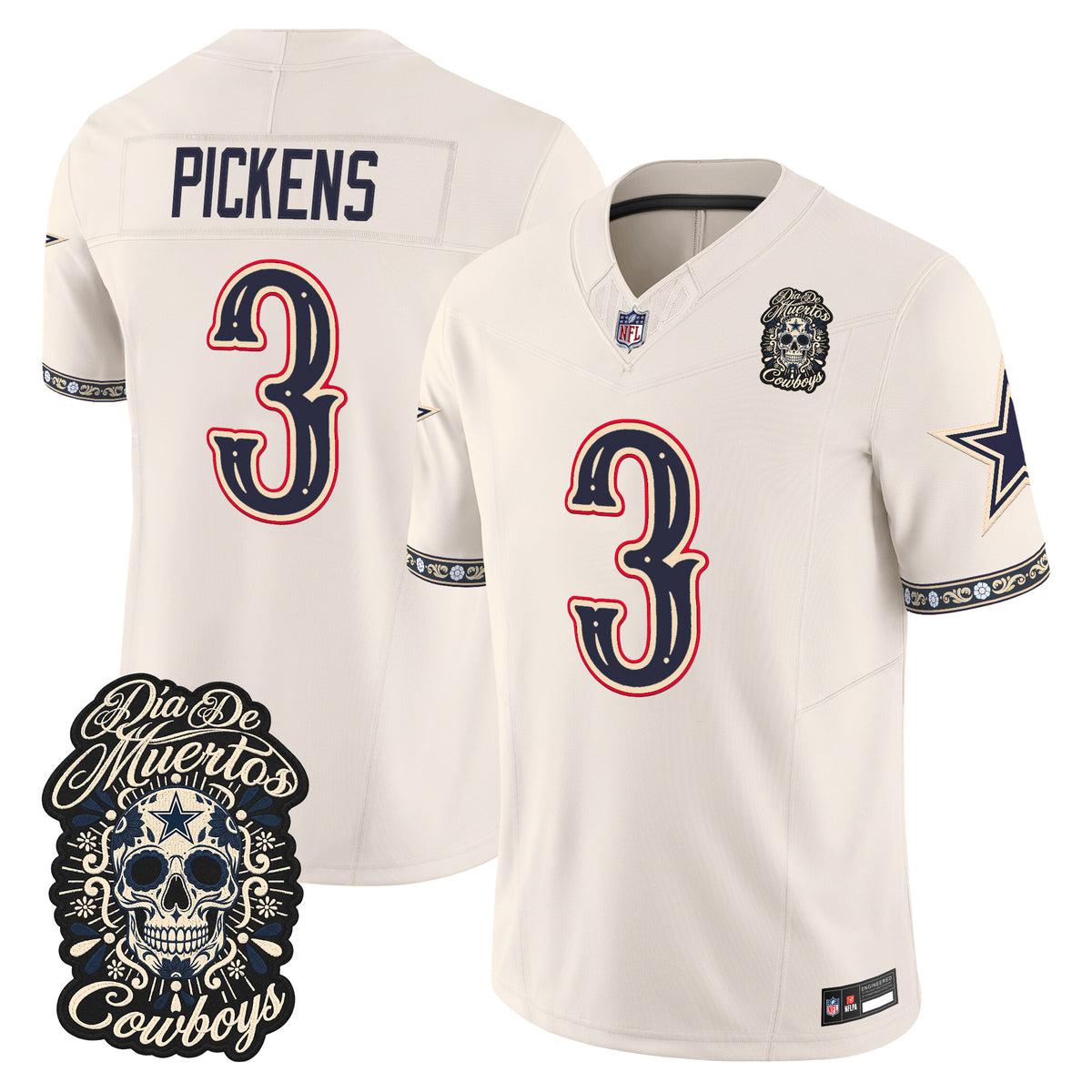  Dallas Cowboys Día de los Muertos Vapor Limited Jersey - Stitched