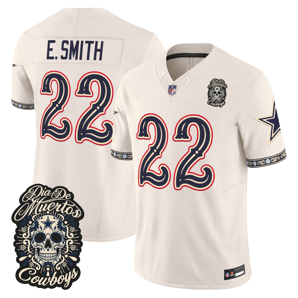  Dallas Cowboys Día de los Muertos Vapor Limited Jersey - Stitched