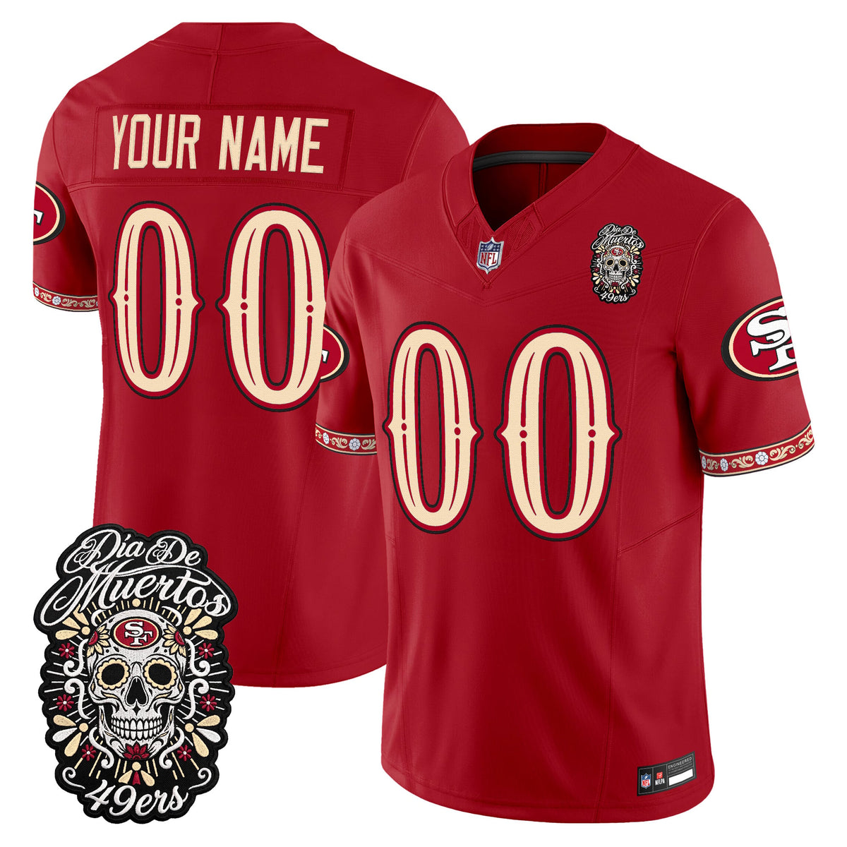 San Francisco 49ers Día de los Muertos Vapor Limited Custom Jersey - Stitched