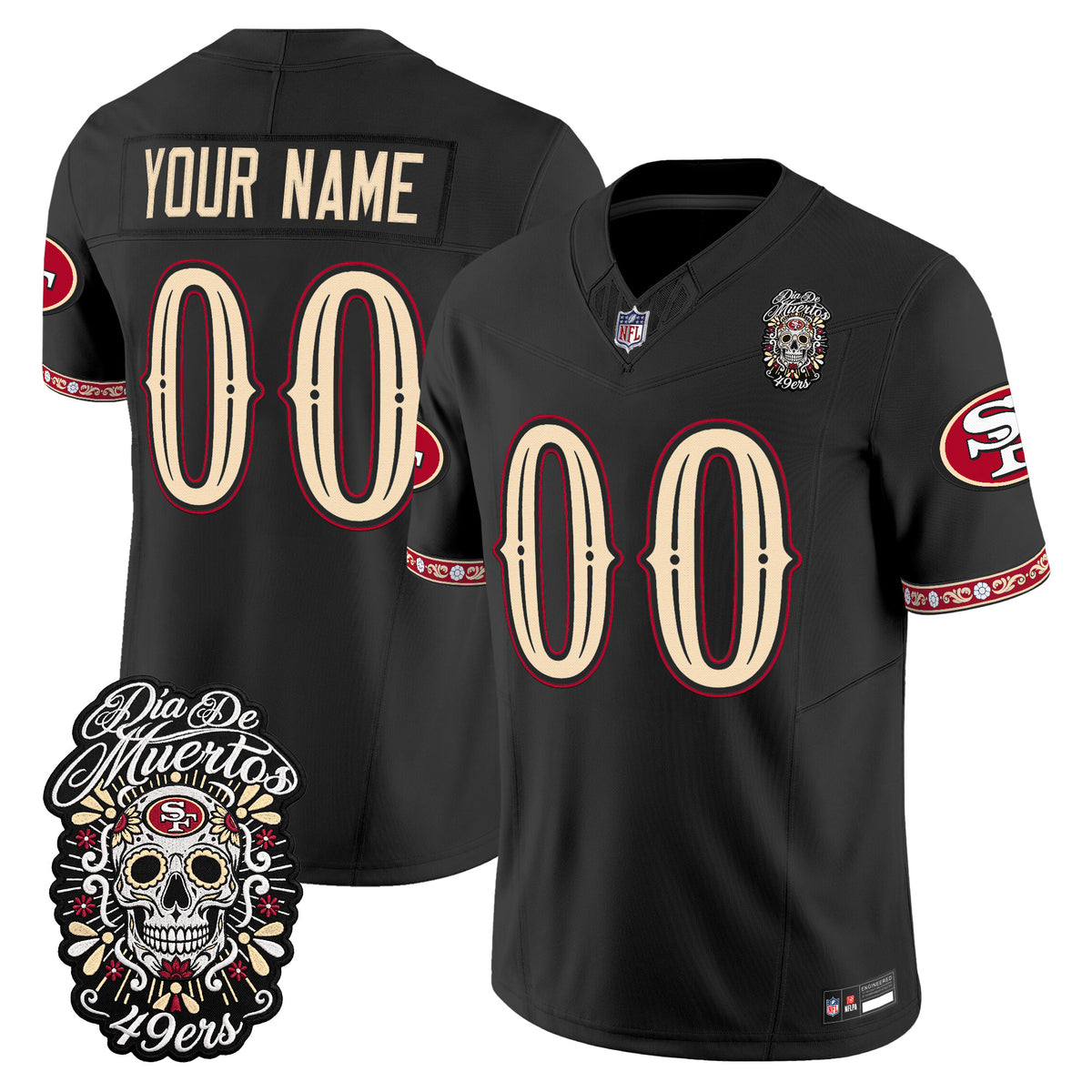 San Francisco 49ers Día de los Muertos Vapor Limited Custom Jersey - Stitched