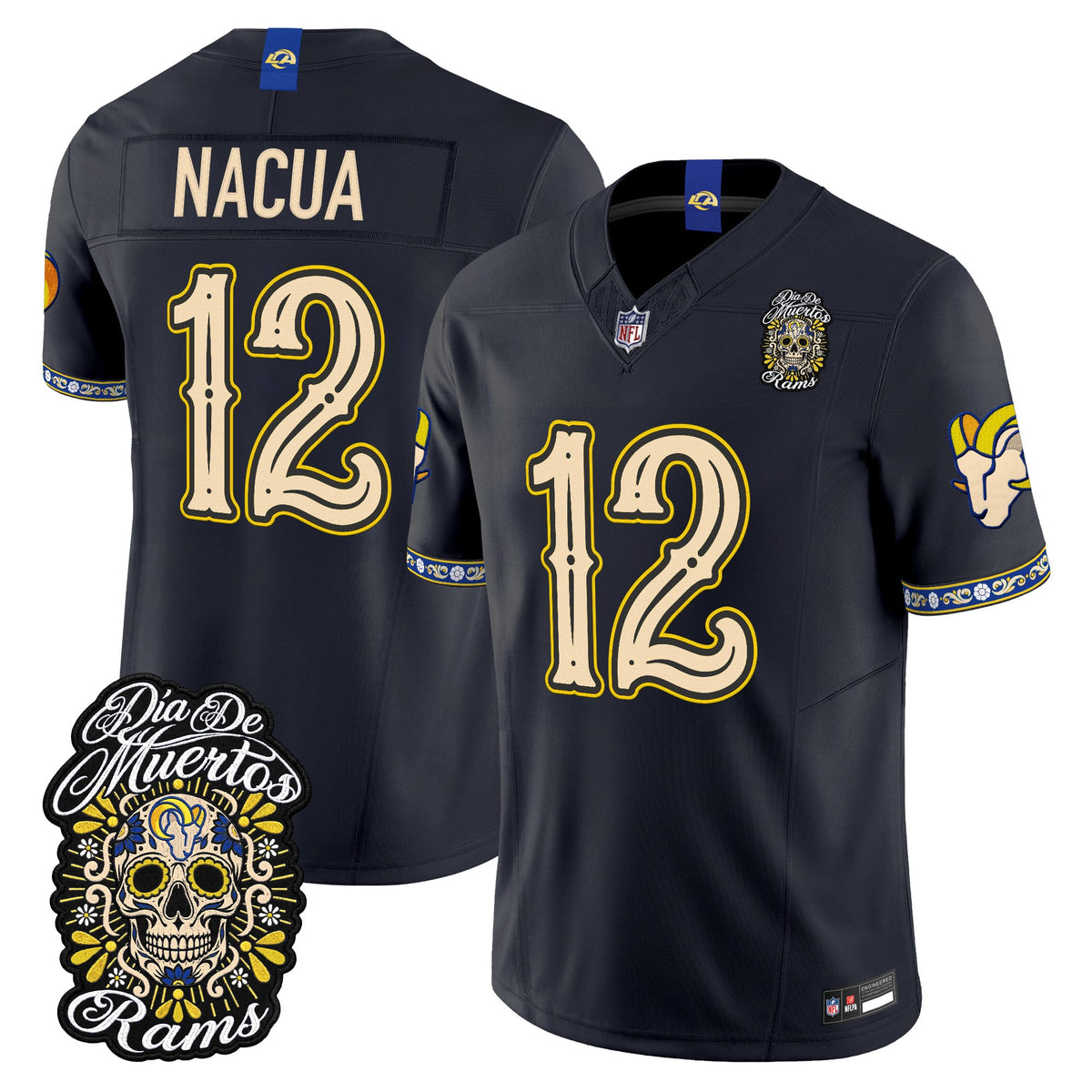  Los Angeles Rams Día de los Muertos Vapor Limited Jersey - Stitched