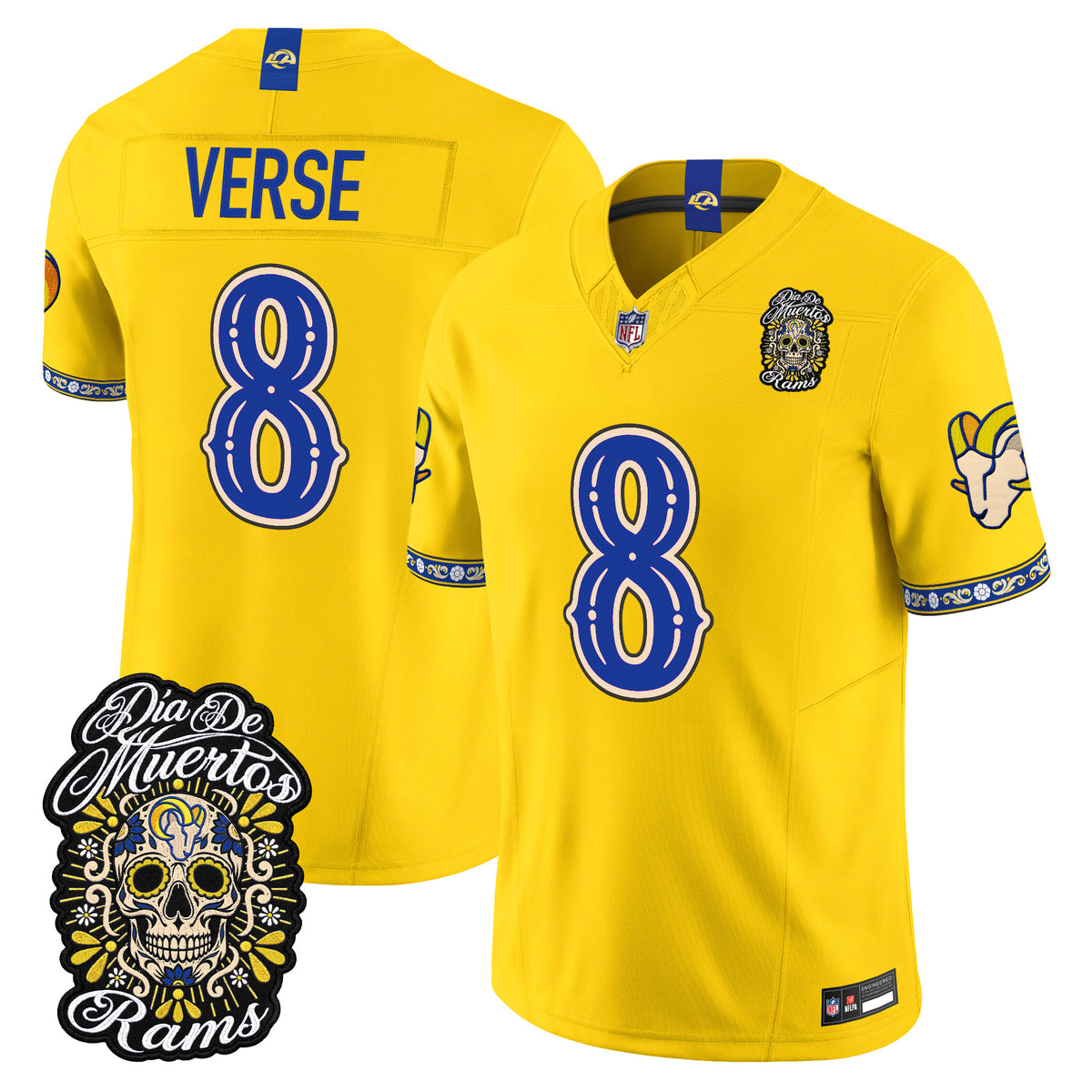  Los Angeles Rams Día de los Muertos Vapor Limited Jersey - Stitched
