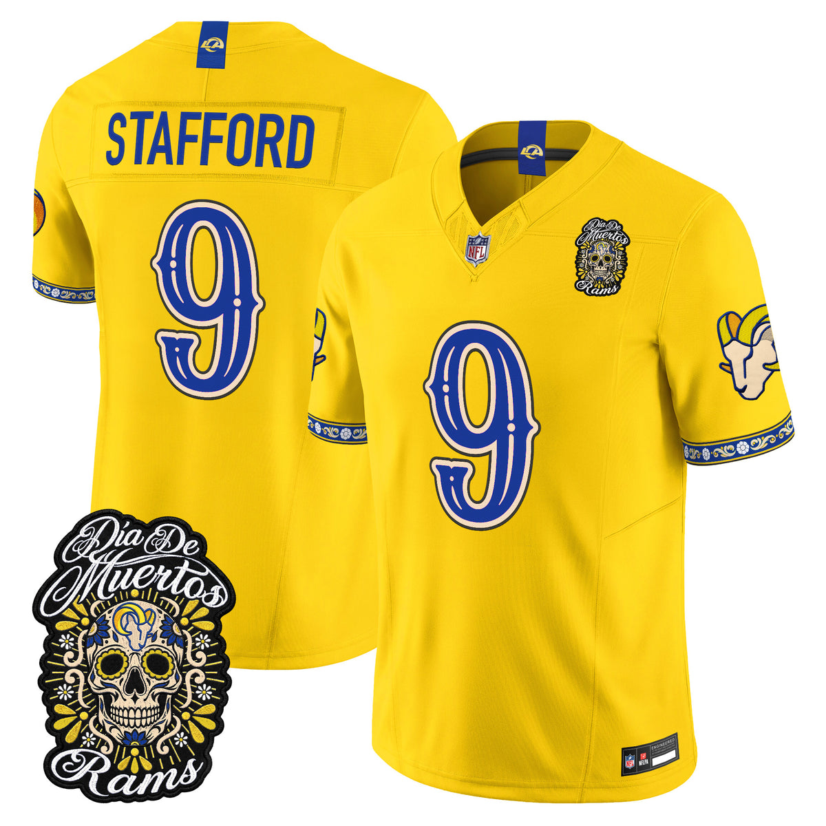  Los Angeles Rams Día de los Muertos Vapor Limited Jersey - Stitched
