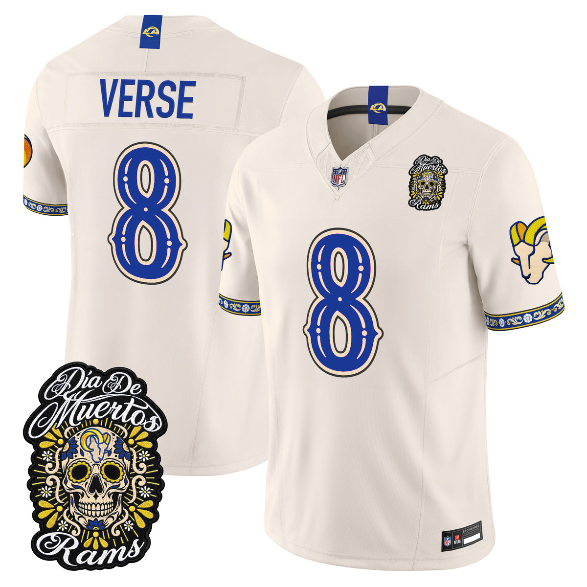  Los Angeles Rams Día de los Muertos Vapor Limited Jersey - Stitched