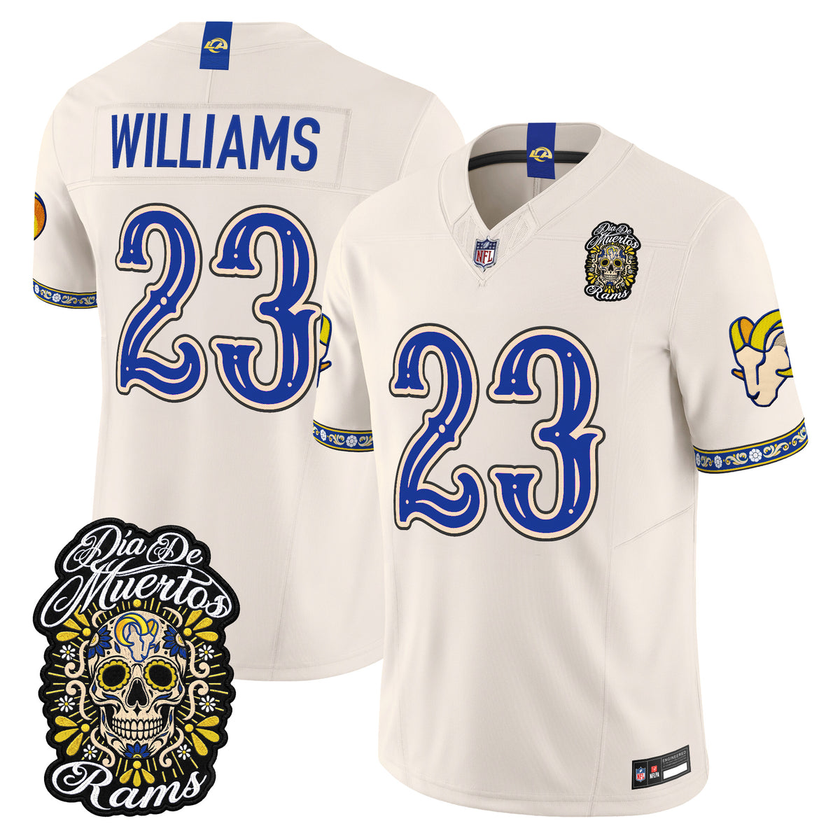  Los Angeles Rams Día de los Muertos Vapor Limited Jersey - Stitched