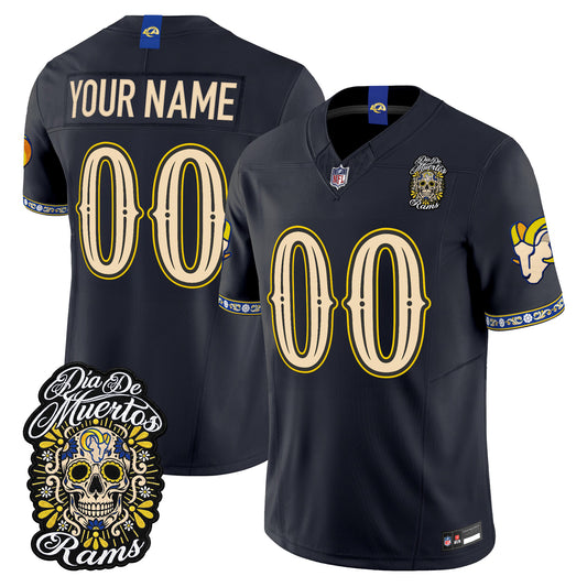 Los Angeles Rams Día de los Muertos Vapor Limited Custom Jersey - Stitched