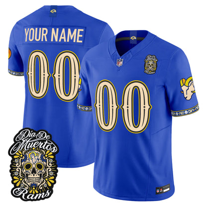 Los Angeles Rams Día de los Muertos Vapor Limited Custom Jersey - Stitched