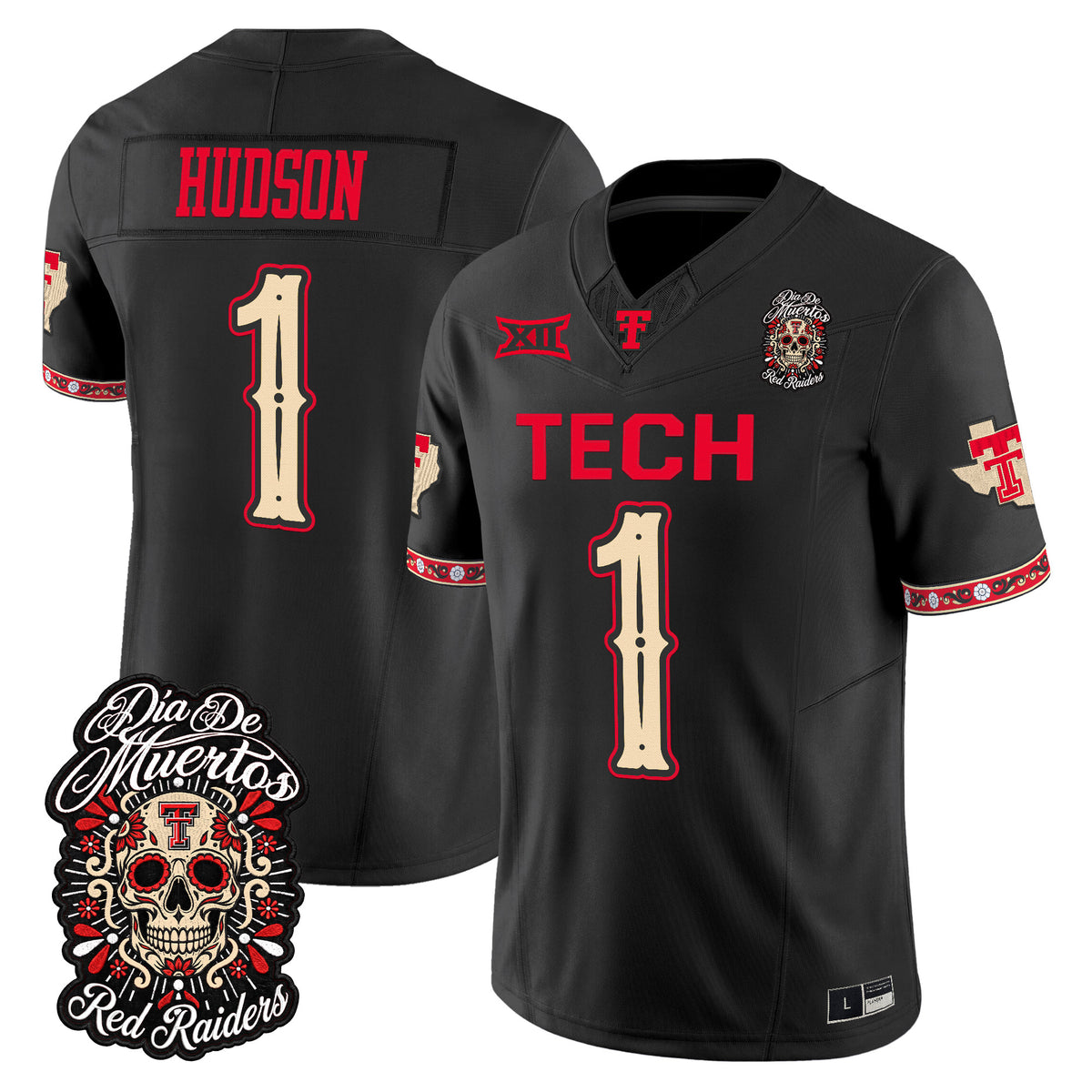  Texas Tech Red Raiders Día de los Muertos Vapor Limited Jersey - Stitched