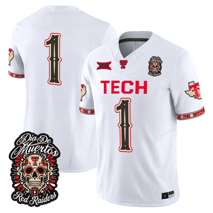  Texas Tech Red Raiders Día de los Muertos Vapor Limited Jersey - Stitched