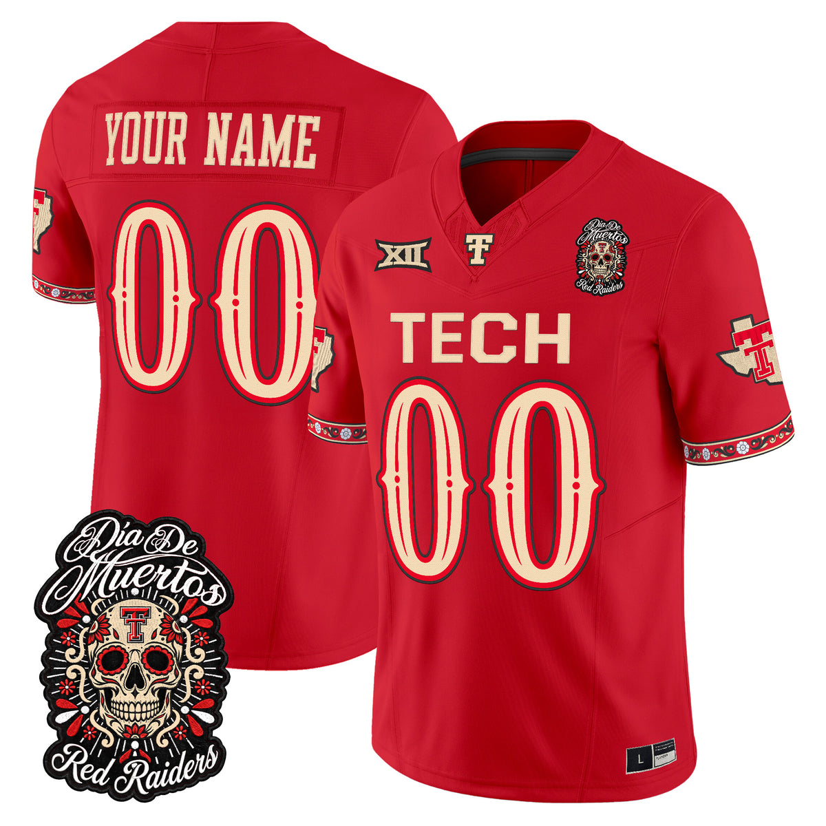 Texas Tech Red Raiders Día de los Muertos Vapor Limited Custom Jersey - Stitched