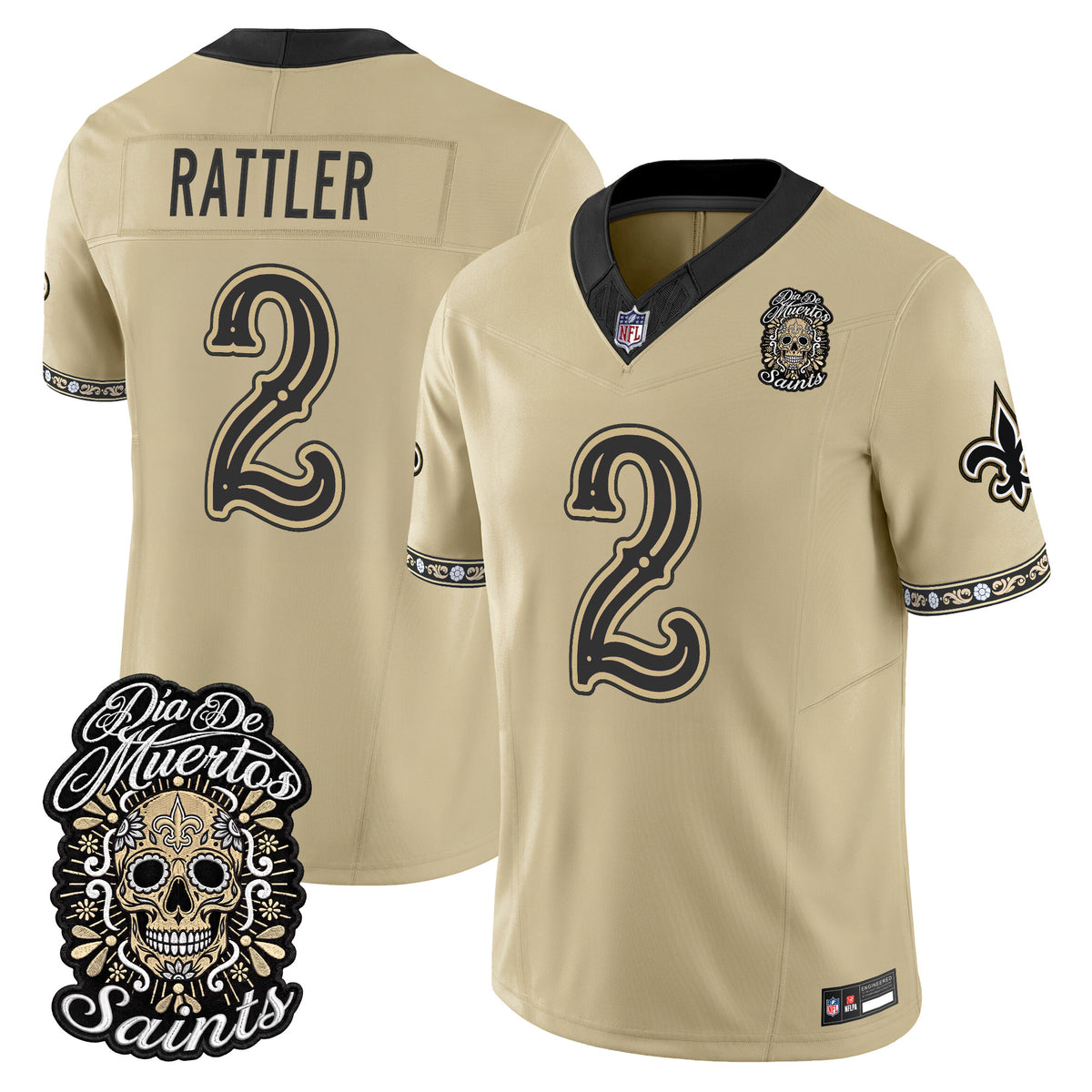  New Orleans Saints Día de los Muertos Vapor Limited Jersey - Stitched