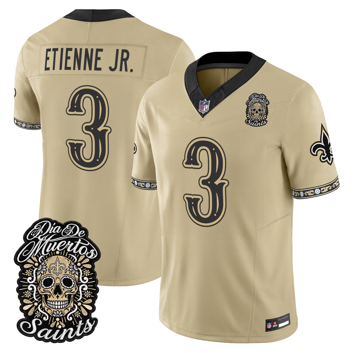  New Orleans Saints Día de los Muertos Vapor Limited Jersey - Stitched