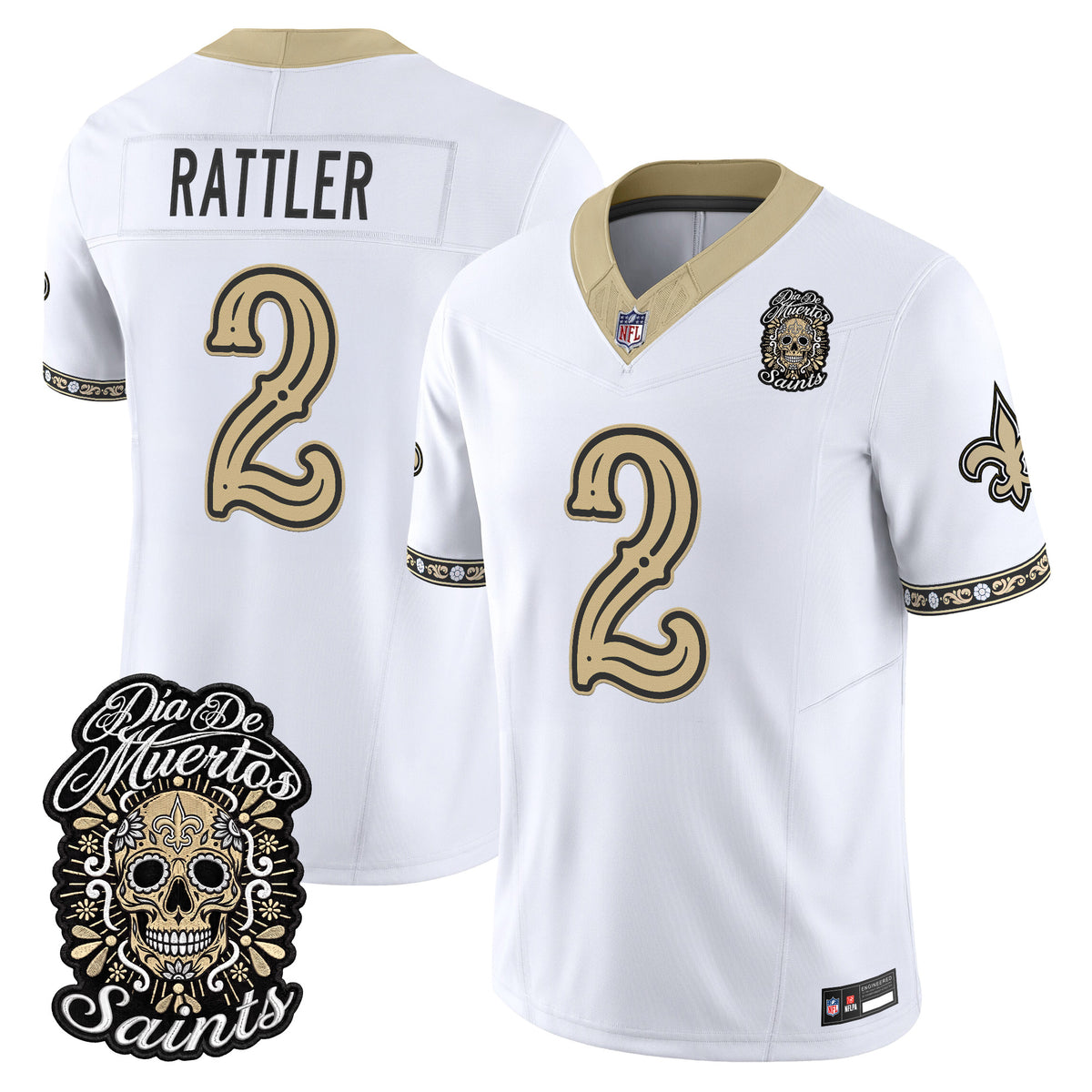 New Orleans Saints Día de los Muertos Vapor Limited Jersey - Stitched
