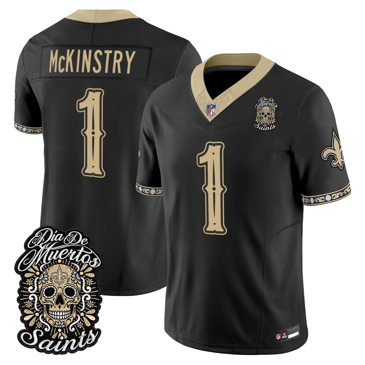  New Orleans Saints Día de los Muertos Vapor Limited Jersey - Stitched