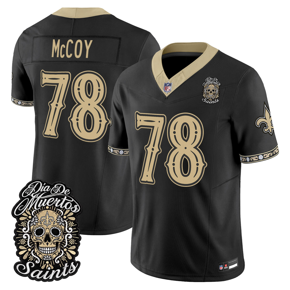  New Orleans Saints Día de los Muertos Vapor Limited Jersey - Stitched