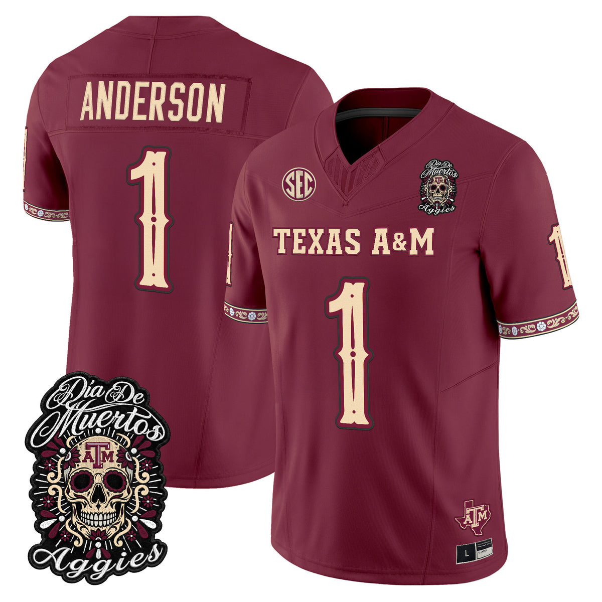  Texas A&M Aggies Día de los Muertos Vapor Limited Jersey - Stitched