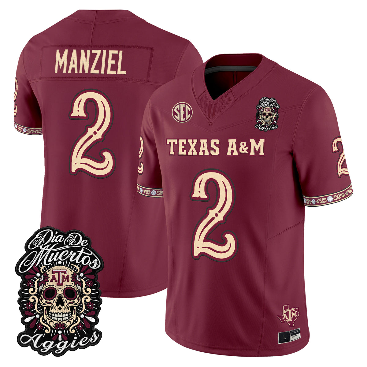  Texas A&M Aggies Día de los Muertos Vapor Limited Jersey - Stitched