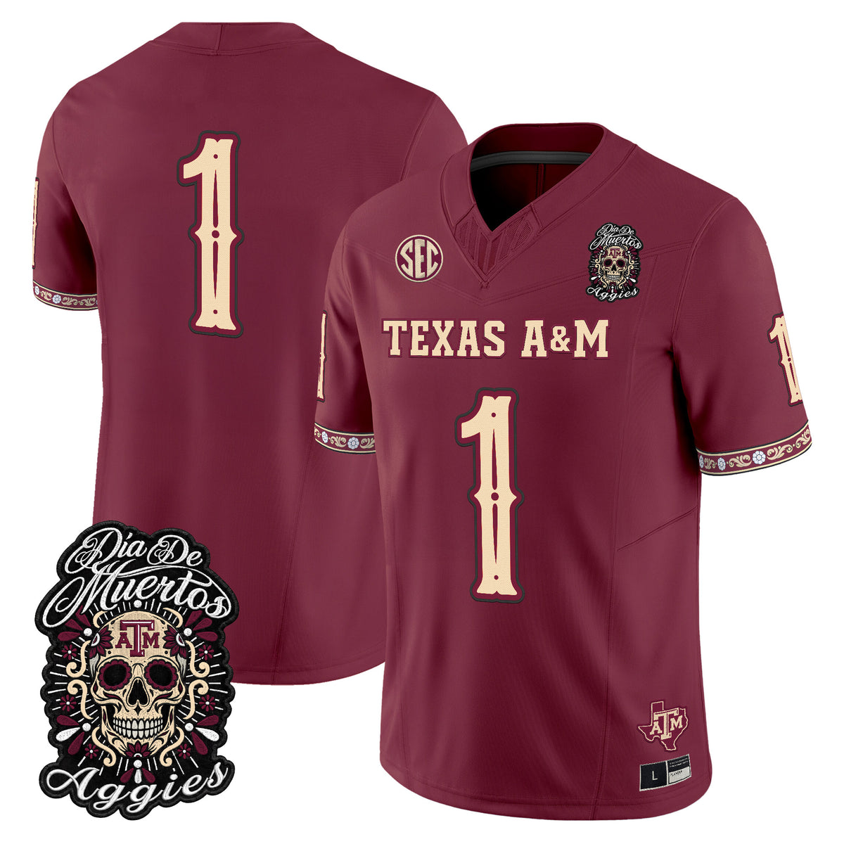  Texas A&M Aggies Día de los Muertos Vapor Limited Jersey - Stitched