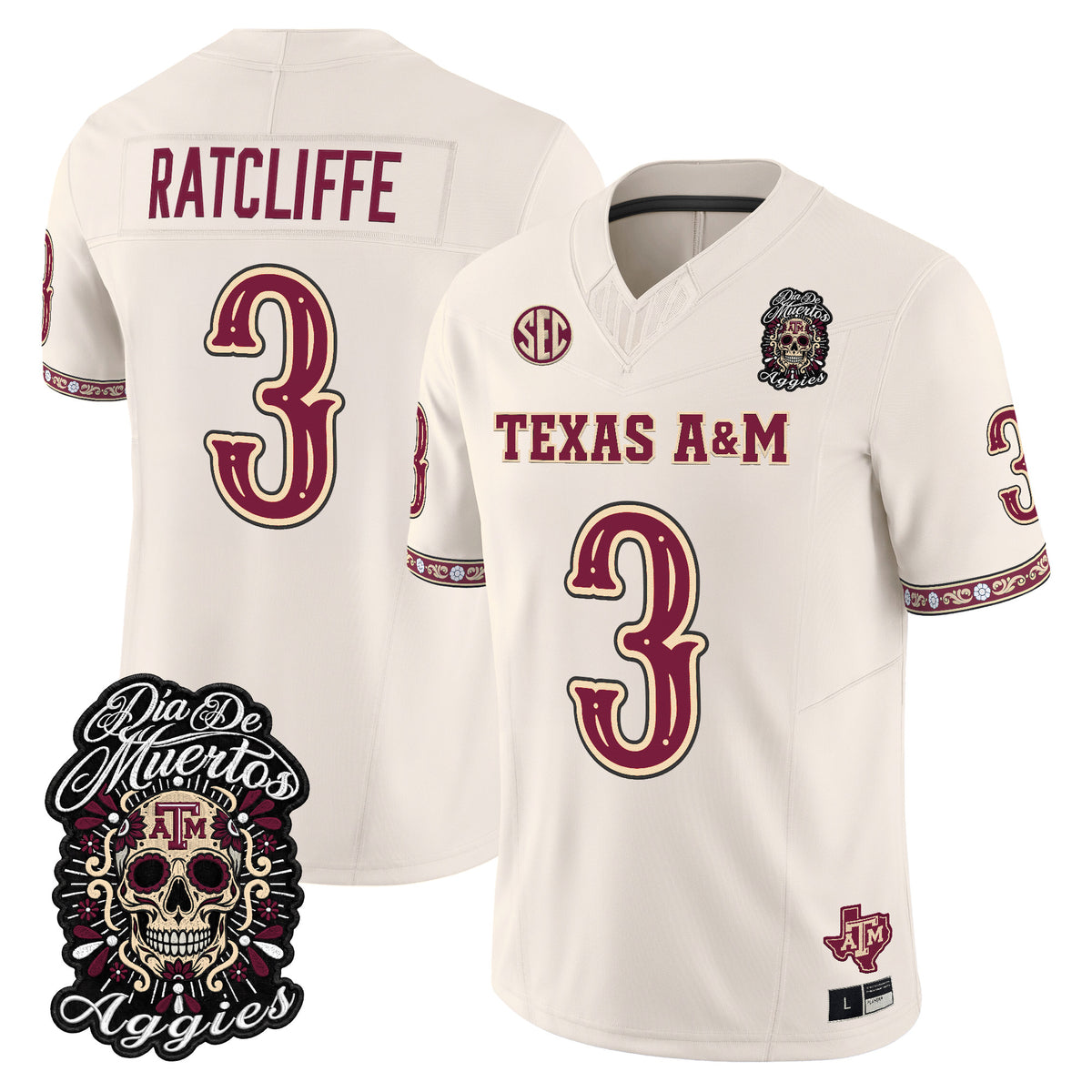  Texas A&M Aggies Día de los Muertos Vapor Limited Jersey - Stitched