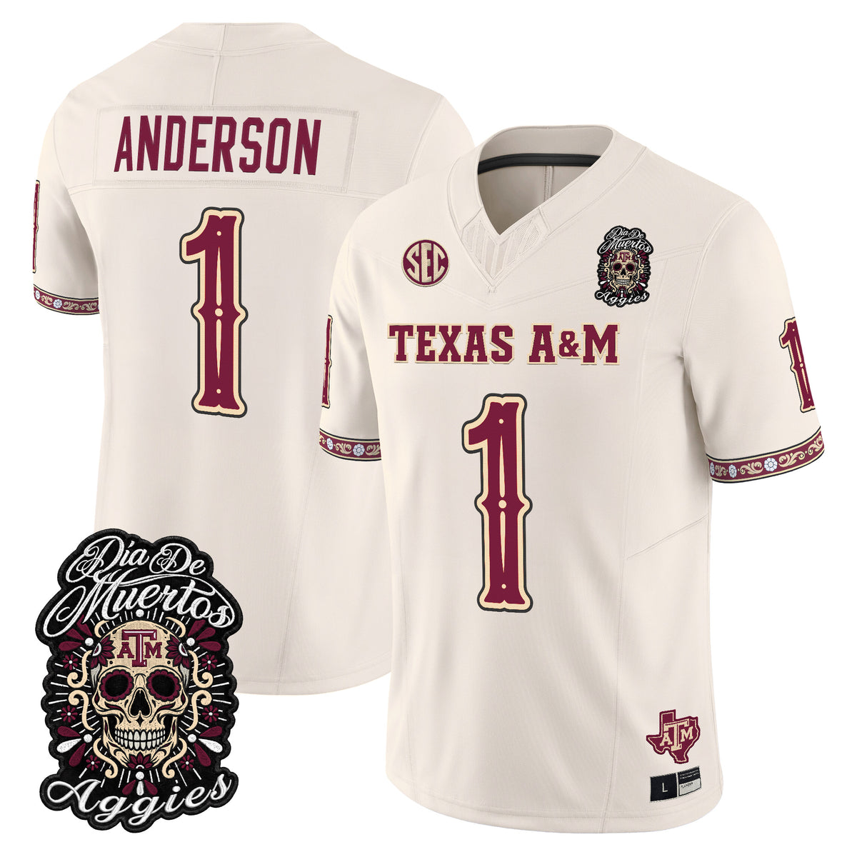  Texas A&M Aggies Día de los Muertos Vapor Limited Jersey - Stitched