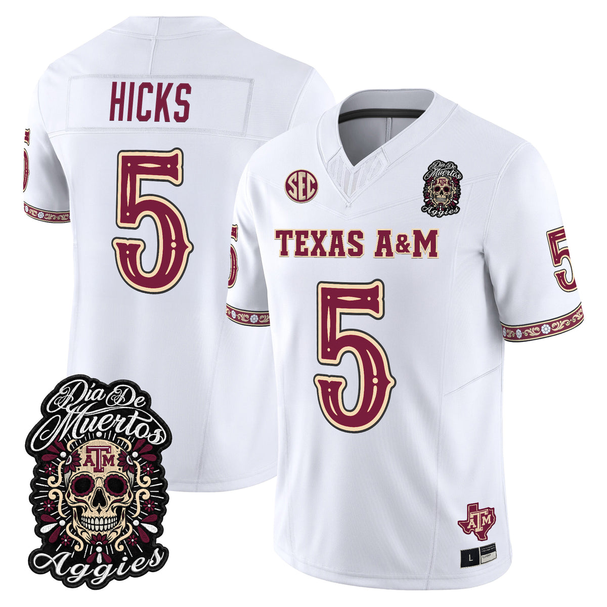  Texas A&M Aggies Día de los Muertos Vapor Limited Jersey - Stitched
