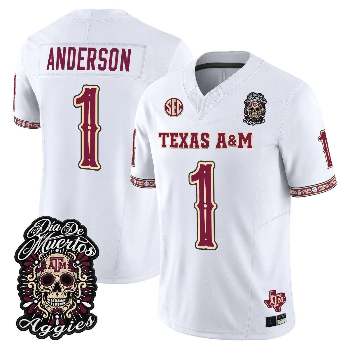  Texas A&M Aggies Día de los Muertos Vapor Limited Jersey - Stitched