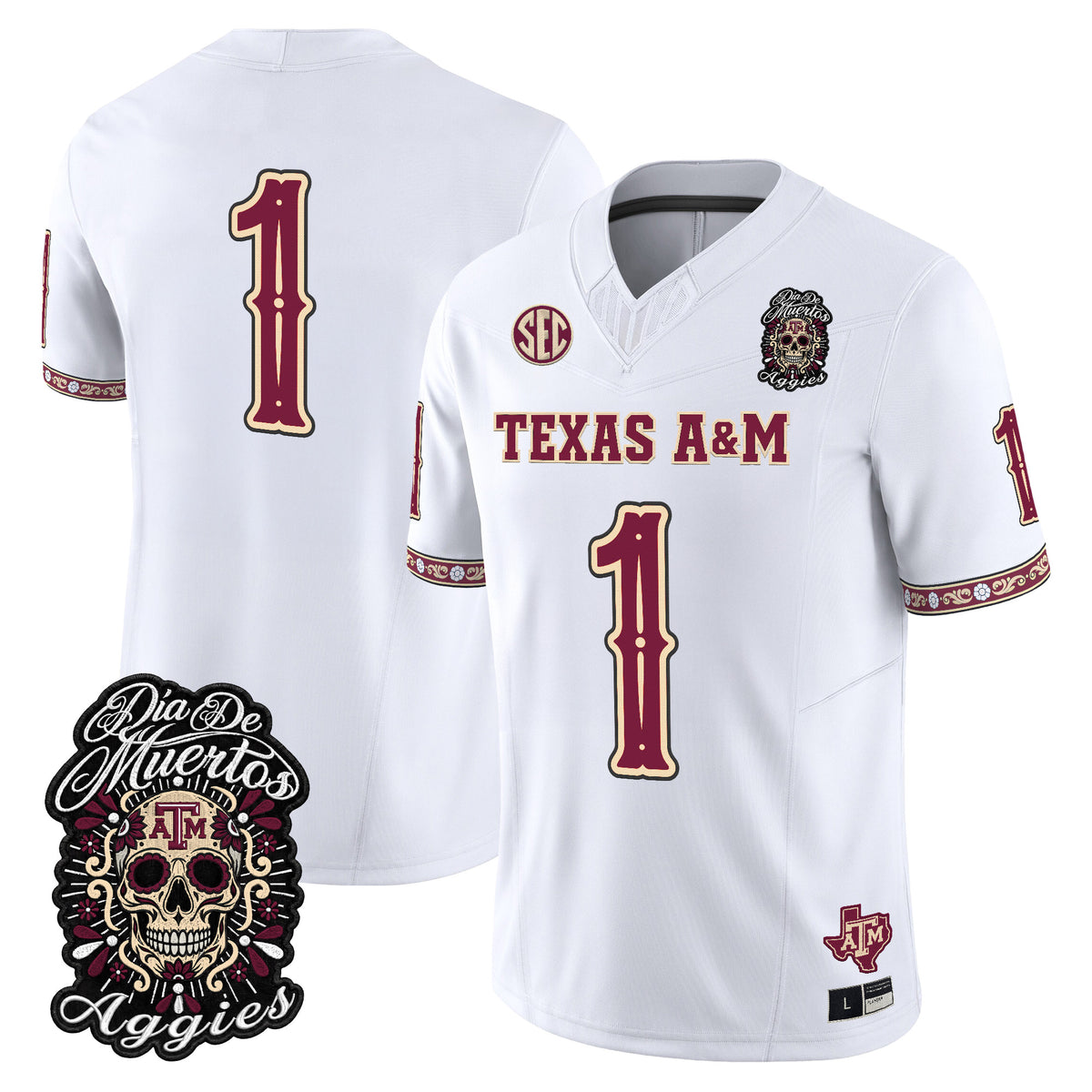  Texas A&M Aggies Día de los Muertos Vapor Limited Jersey - Stitched