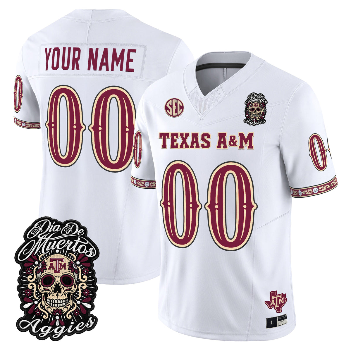 Texas A&M Aggies Día de los Muertos Vapor Limited Custom Jersey - Stitched
